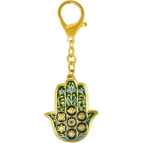 Fengshuibringluck Feng Shui Hamsa Hand Life Force Resist Evil and Bring Good Luck Chakras Keychain Amulet