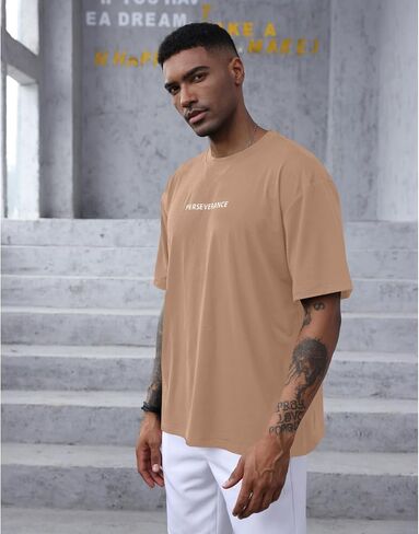 YawYews Men’s Fashion Athletic T-Shirts Short Sleeve Casual Tee Plain Loose Workout Gym Streetwear Shirts in Saudi Arabia