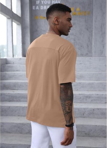 YawYews Men’s Fashion Athletic T-Shirts Short Sleeve Casual Tee Plain Loose Workout Gym Streetwear Shirts in Saudi Arabia