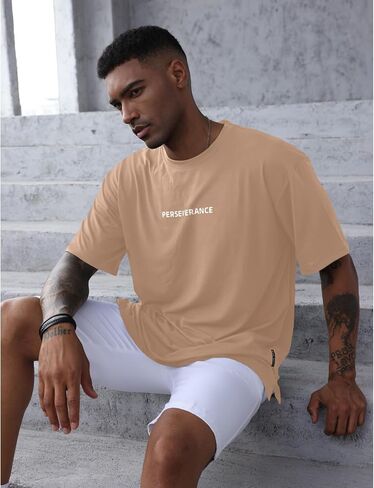 YawYews Men’s Fashion Athletic T-Shirts Short Sleeve Casual Tee Plain Loose Workout Gym Streetwear Shirts in Saudi Arabia