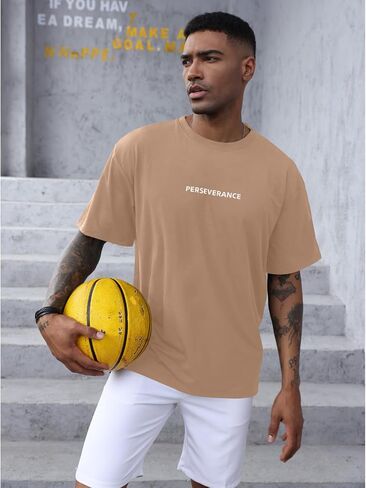 YawYews Men’s Fashion Athletic T-Shirts Short Sleeve Casual Tee Plain Loose Workout Gym Streetwear Shirts in Saudi Arabia