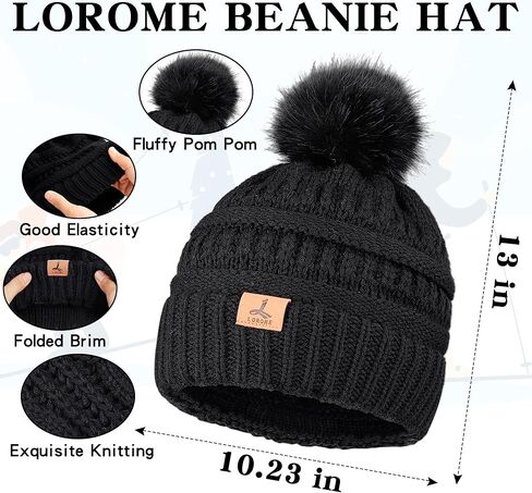 2 Set Winter Hat Scarf Gloves and Ear Warmer, Black White Warm Knit Beanie Hat Touch Screen Gloves for Men Women in Kuwait