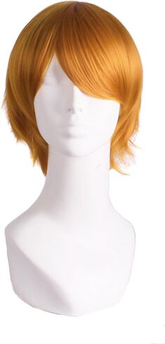 MapofBeauty 12 Inch / 30 cm Men Short Straight Wig Cosplay Costume Wig (Black) in Saudi Arabia