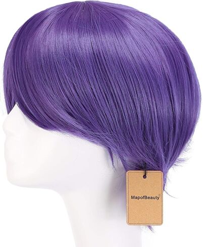 MapofBeauty 12 Inch / 30 cm Men Short Straight Wig Cosplay Costume Wig (Black) in Saudi Arabia