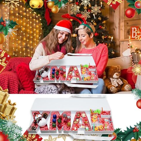 صندوق هدايا فارغ من Alkiuyfv XMAS، حرف من الورق المقوى قابل للتعبئة فارغ لملء هدايا عيد الميلاد، تزيين تغليف الحلويات (أحمر) in Saudi Arabia