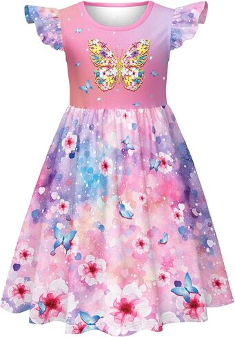 LQSZ Girls Princess Nightgowns Flutter Sleeves Night Dress Sleepwear 3-10 Years Pajamas Nightgowns for Little Girls in Kuwait