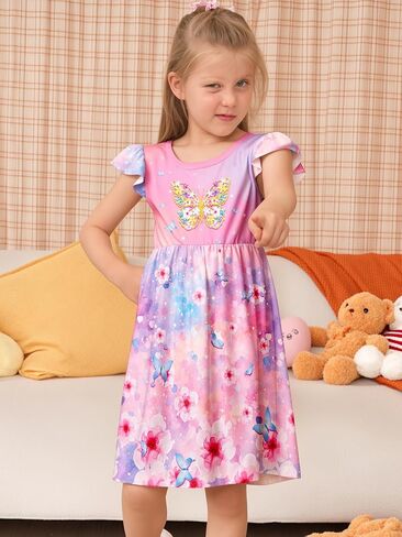 LQSZ Girls Princess Nightgowns Flutter Sleeves Night Dress Sleepwear 3-10 Years Pajamas Nightgowns for Little Girls in Kuwait
