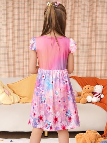 LQSZ Girls Princess Nightgowns Flutter Sleeves Night Dress Sleepwear 3-10 Years Pajamas Nightgowns for Little Girls in Kuwait