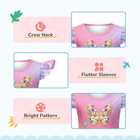 LQSZ Girls Princess Nightgowns Flutter Sleeves Night Dress Sleepwear 3-10 Years Pajamas Nightgowns for Little Girls in Kuwait