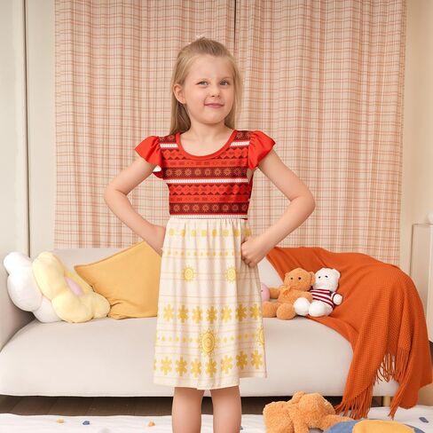 LQSZ Girls Princess Nightgowns Flutter Sleeves Night Dress Sleepwear 3-10 Years Pajamas Nightgowns for Little Girls in Kuwait