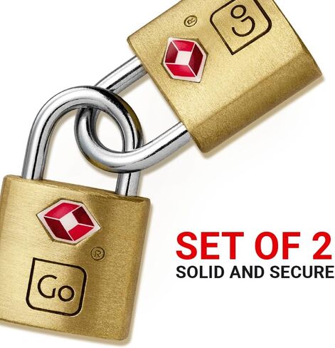 TSA Brass Key Padlock, Suitcase Lock with 2 Keys, TSA Approved Locks for Luggage, Travel Essentials in Saudi Arabia