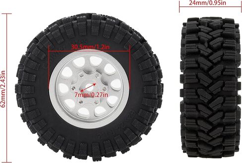 مجموعة إطارات عجلات MEUS RACING 1.2 Beadlock حافة نحاسية لسيارة TRX4M SCX24 FCX24 AX24 1/24 1/18 RC، سلبية 4 مم 42 جرام (نموذج فضي A) in Saudi Arabia