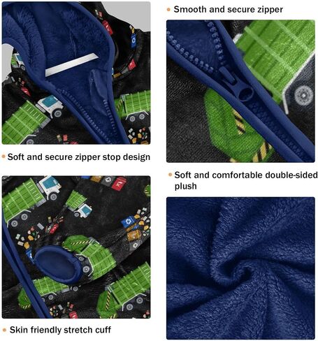 Boys Fleece Jacket Hooded Autumn Winter Long Sleeve Thick Warm Outerwear;3-10 Years Kids Cute Fuzzy Jacket in Kuwait