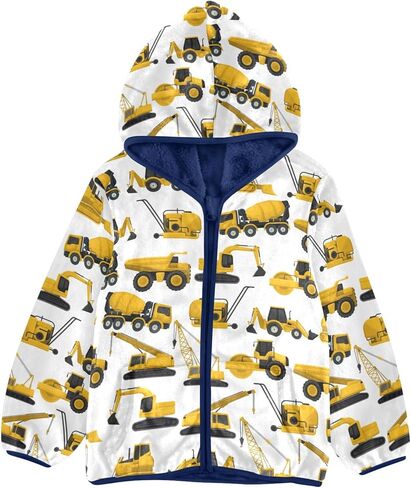 Boys Fleece Jacket Hooded Autumn Winter Long Sleeve Thick Warm Outerwear;3-10 Years Kids Cute Fuzzy Jacket in Kuwait