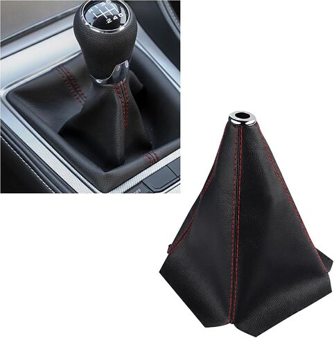 Car Shift Boot,Carbon Fibre Leather Gear Shift Cover for Dust Prevention & Protection,Universal Car Interior Accessories Manual Automatic Shift Knob Cover(Black) in Saudi Arabia
