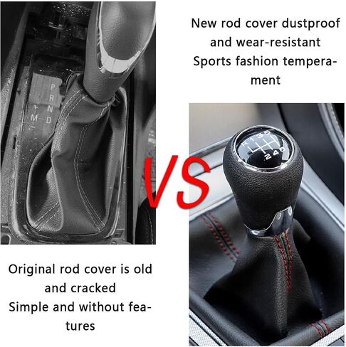 Car Shift Boot,Carbon Fibre Leather Gear Shift Cover for Dust Prevention & Protection,Universal Car Interior Accessories Manual Automatic Shift Knob Cover(Black) in Saudi Arabia