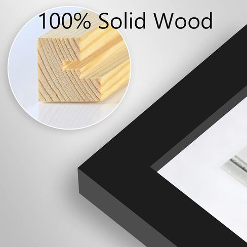BOJIN 10x12 Picture Frames Black, Solid Wood Display Pictures 8x10 with Mat or 10x12 Without Mat, Table Top Home Decoration or Wall Hanging Photo Frame in Saudi Arabia