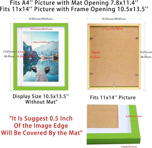 BOJIN 10x12 Picture Frames Black, Solid Wood Display Pictures 8x10 with Mat or 10x12 Without Mat, Table Top Home Decoration or Wall Hanging Photo Frame in Saudi Arabia