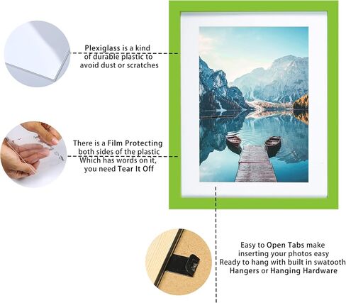 BOJIN 10x12 Picture Frames Black, Solid Wood Display Pictures 8x10 with Mat or 10x12 Without Mat, Table Top Home Decoration or Wall Hanging Photo Frame in Saudi Arabia