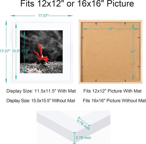 BOJIN 10x12 Picture Frames Black, Solid Wood Display Pictures 8x10 with Mat or 10x12 Without Mat, Table Top Home Decoration or Wall Hanging Photo Frame in Saudi Arabia
