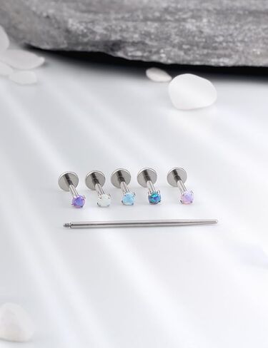 16G F136 Titanium Lip Rings Labret Jewelry Internally Threaded Monroe Lip Ring Medusa Snake Bite Piercing Jewelry Conch Tragus Forward Helix Cartilage Earring Studs Piercing Jewelry Opal in Kuwait