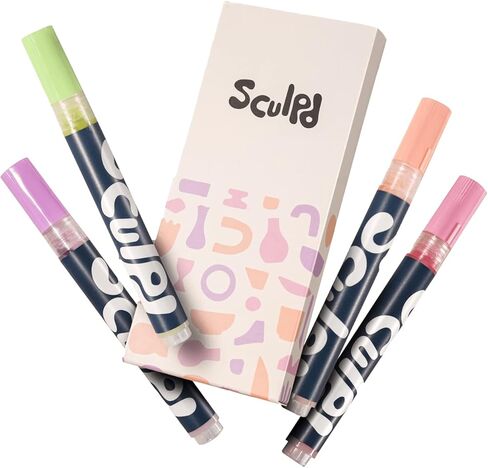 Sculpd Metallic Acrylic Paint Pens Set, Monotones Tones, Premium Fine Tips for Painting Pottery, Wood, Cardboard, Paper, Glass & Most Other Surfaces, 4 Modern Colours for Arts & Crafts in Saudi Arabia