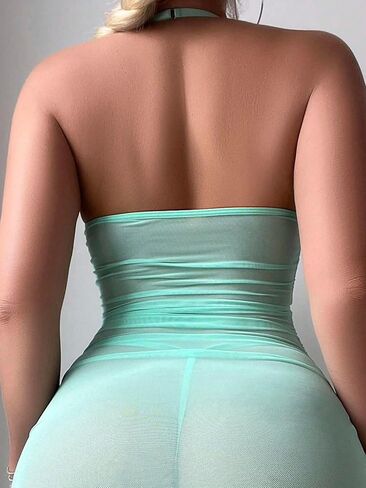 Sexy Lingerie for Women Sheer Lingerie Set Bodycon Mini Lingerie Dress Ruched Party Clubwear Outfits in Kuwait