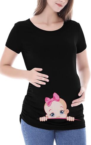 الأمومة لطيف الحمل التي شيرت الطفل تطل مضحك الجرافيك المحملة طفل جديد الأعلى in Kuwait