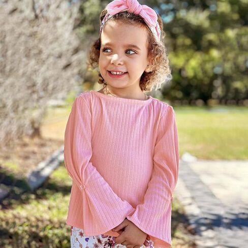 Toddler Girl Clothes Set 2T-7Y Girls' Outfits Two Pieces Shirt Top + Flare Pants Baby leggings Floral Costume in Saudi Arabia