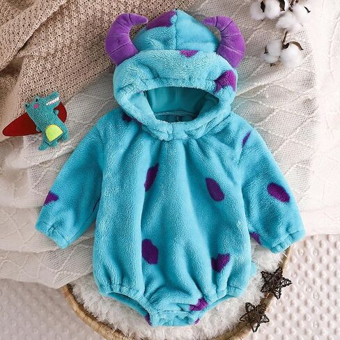 Halloween Baby Clothes Toddler Girl Boy Animal Outfit Fuzzy Warm Hooded Zipper Romper Funny Carnival Cosplay Clothes in Kuwait