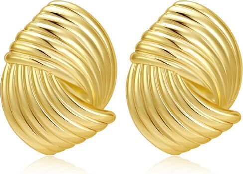 Gold Geometric Earrings for Women, Trendy Chunky Gold Stud Earrings Vintage Statement Earrings Hypoallergenic Dupes Jewelry for Women Gifts for Her in Kuwait