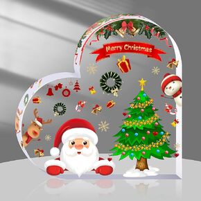 Christmas Decorations Indoor, Christmas Decor for Table, Office Desk, Mantle, Shelf - Acrylic Heart Shaped Gifts for Women/Girls - Holiday Indoor Home Decor