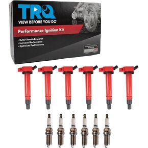 TRQ Ignition Kit Ignition Coil Spark Plugs Compatible with 06-16 Lexus 10-20 Toyota