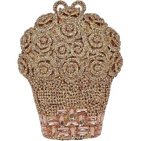 Rose Bouquet Shaped Crystal Clutch Flower Evening Bag Women Formal Bridal Party Floral Rhinestone Handbag Purse