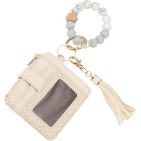 PATIKIL Keychain Wristlet Wallet, Leather RFID Blocking Credit Card Holder Wallet with Zipper Pocket for Men Women