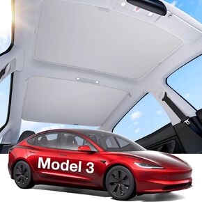 2025 Upgrade Tesla Model Y Sunshade Roof [Never Sag, Nano Ice-Crystal Coatings] 3-Gen Heat Insulation Glass Roof Sun Shade, Accessories for Tesla Model Y 2020~2025, Tesla Interior Gray