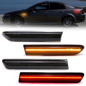 White Full LED Side Marker Lights for Acura TL 2004 2005 2006 2007 2008 Front Rear Smoked Lens Fender Bumper Turn Signal Parking Indicator Lamps Assembly Replace OEM 33850SEPA01