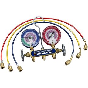 Yellow Jacket 41868 - Series 41 Hydrocarbon (R-290, R-600a) Two Valve Manifold with 24' Hoses