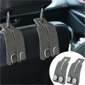 JEYODA Suede Car Hooks for Purses and Bags,Car Seat Back Organizer,Car Rear Row Hook,Universal Hidden Multifunctional Headrest Hooks for Car，Home (dark brown)