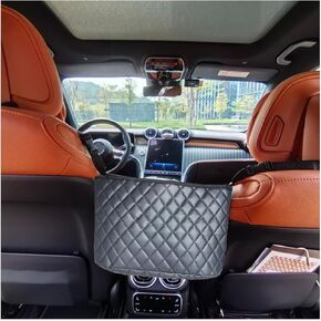 Handbag Holder for Car Between Seats, Leather Seat Back Organizer with Large Capacity, Car Purse Holder Console Front Seat Storage Barrier, Auto Storage Accessories