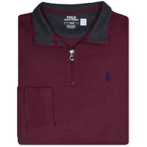 POLO RALPH LAUREN Men's Contrast Collar Soft Jersey Cotton Half Zip Pullover Sweater,