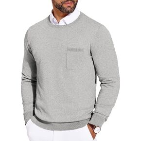 COOFANDY Men's Crewneck Sweater Casual Lightweight Knitted Pullover Sweater with Pocket