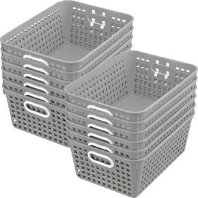 Really Good Stuff, Large Rectangle Book baskets, Single Color, Organize Books and More with Large Baskets, Durable, Plastic and mesh, Easy to Clean, Stackable