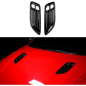 Glossy Black Style Car Air Flow Intake Cover,Air Flow Intake Hood Scoop Vent Cover Trim,Side Vent Bonnet Cover Compatible with Kia Stinger Accessories