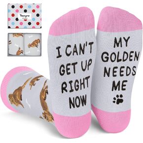HAPPYPOP Funny Golden Retriever Gifts for Women Men - Novelty Golden Retriever Socks Silly Fun Socks