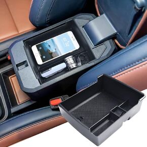 EDBETOS Center Console Organizer Tray Compatible with Ford Maverick 2022 2023 2024 2025 Accessories P758 Pickup Interior Secondary Armrest Storage Glove Box Divider ABS Material, Red Trim
