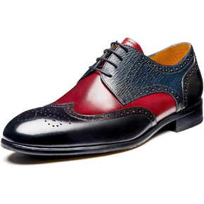 Jepsengord Men's Dress Shoes Two Tone Wingtip Genuine Cowhide Leather Oxford Shoes with Brogue Formal Business Wedding Derby Shoes
