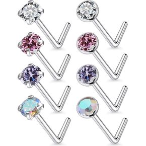 F136 Titanium 20/18g Nose Rings Studs Piercings Jewelry for Women Men Nostril Straight Bone Bar 3mm Diamond Hypoallergenic