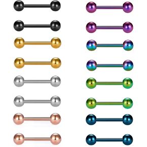 JFORYOU Nipplerings 14G Surgical Steel Nipple Piercing 12mm 14mm 16mm 18mm Straight Barbells Tongue Rings Piercing Jewelry in Kuwait