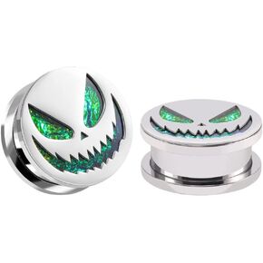 COOEAR Screw Back Gauges for Ears Piercing Halloween Pumpkin Style Fake Opal Ear Plugs and Tunnels.